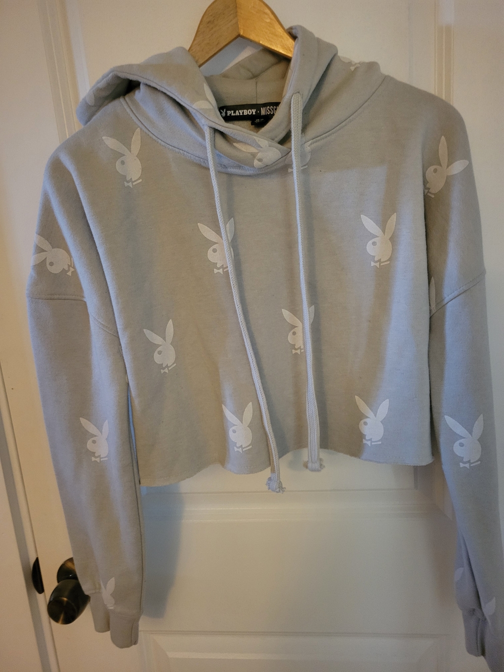 Playboy Gray Cropped Hoodie